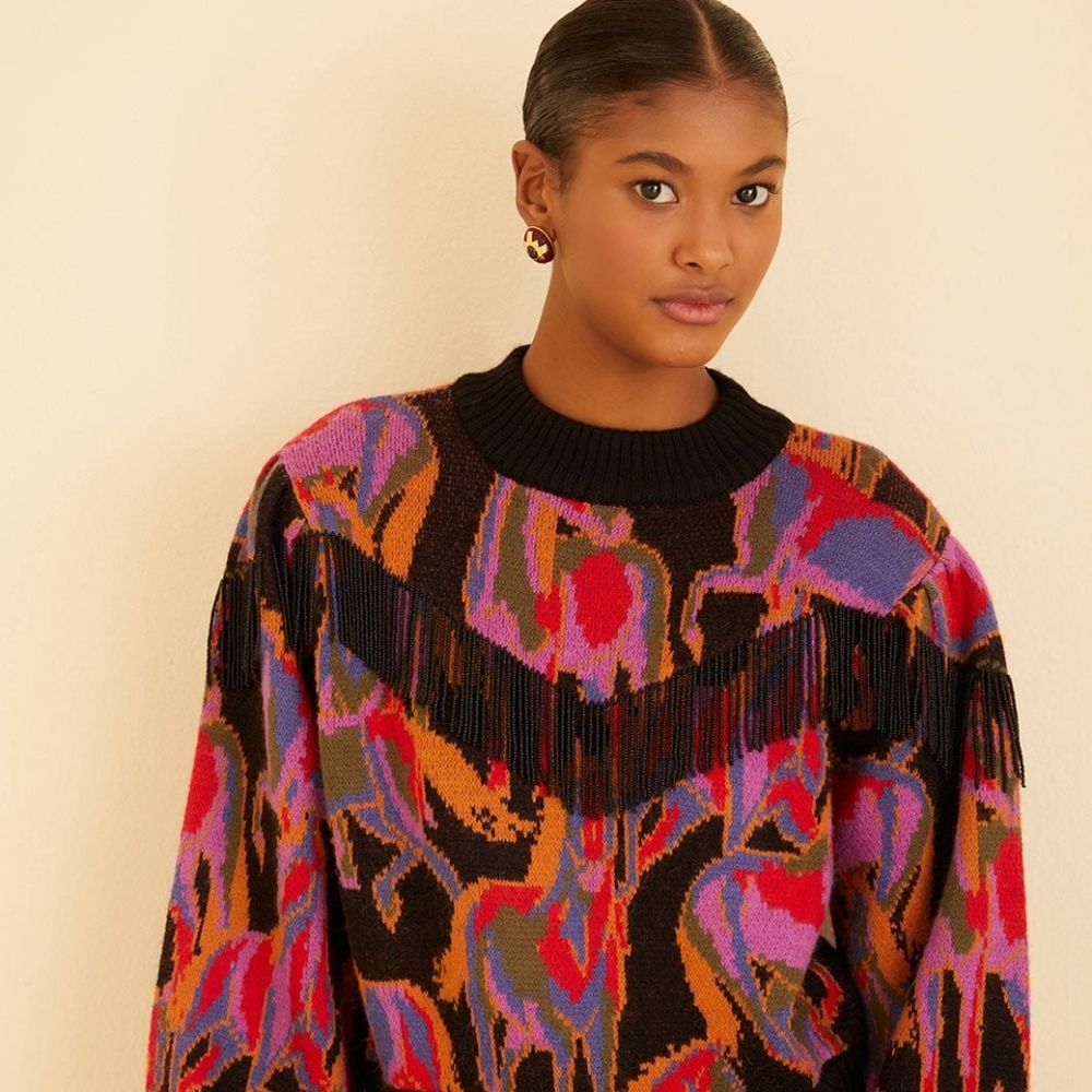 Gorgeous Farm Rio Fringe Sweater (new without tags)